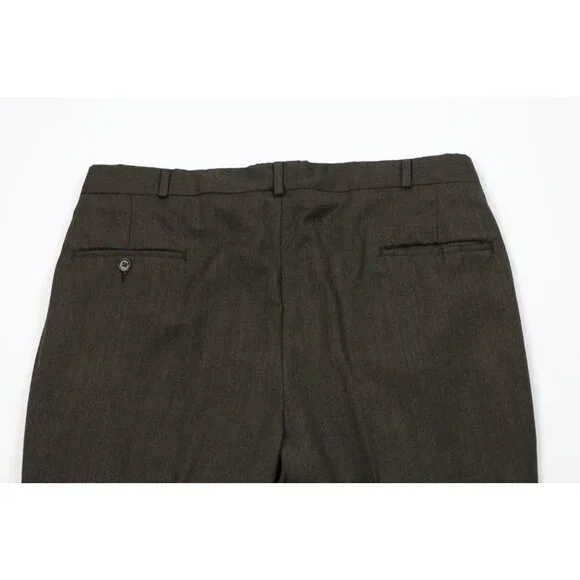 Vintage 90s Streetwear Mens Size 36x32 Wool Knit Wide Leg Chino Pants Green USA